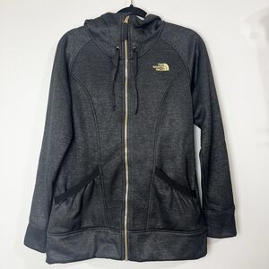 The North Face Mattea Parka Jacket Hoodie Full Zip Dark Gray Gold Women’s M